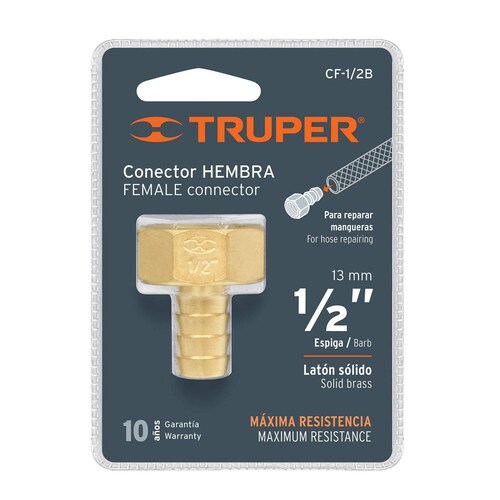 Conector Sencillo 1/2' Hembra De Latón Maquin Truper 