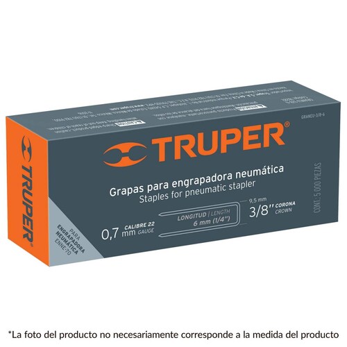 Grapas para engrapadora neumática ENEU-3/8, 13mm, 5,000 pzas Truper 