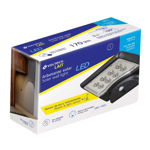 Arbotante solar LED 4 W con sensor de movimiento 