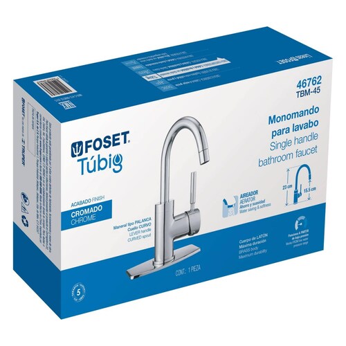 Monomando corto para lavabo, cromo, Foset 