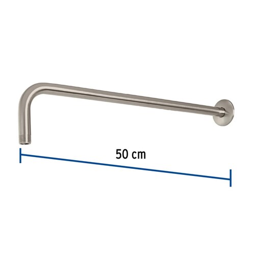 Brazo recto 50 cm con chapetón para regadera, satín, Foset 