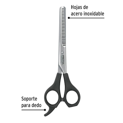 Tijera 6-1/2' acero inox p/estilista p/degrafilado, Pretul 
