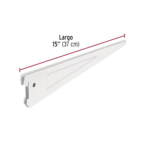 Ménsula plana blanca para cremallera doble, 37cm, Fiero. 1 pza 
