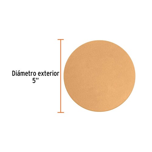 Caja 5 discos de lija p/madera 5' grano 180, velcro, s/perf. 