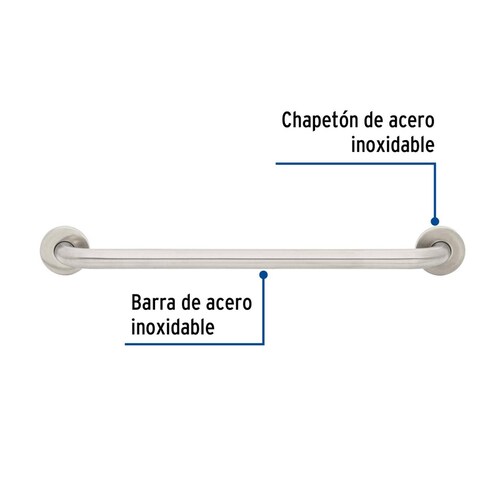 Barra recta de seguridad, acero inox, 1-1/4' x 60cm, Foset 