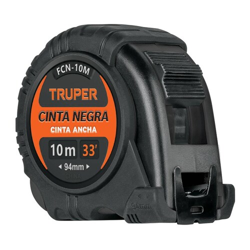 Flexómetro contra impactos 10 m, Cinta Negra 32 mm, Truper 