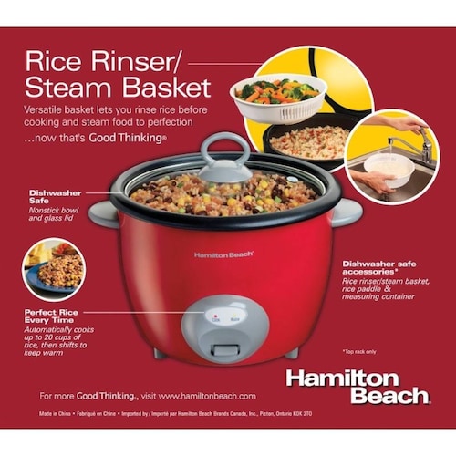 Arrocera 20 Tazas Roja Vaporizador Vegetales Hamilton Beach