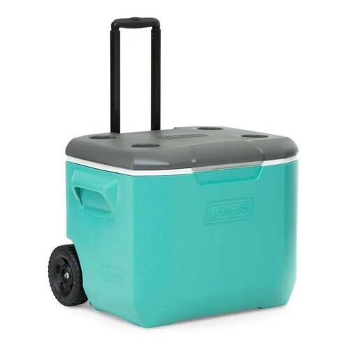 Hielera Con Ruedas 60 Qt   94 Latas Verde con Gris Coleman