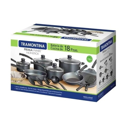 Bateria de Cocina  18 pzas Primaware Negra Tramontina 