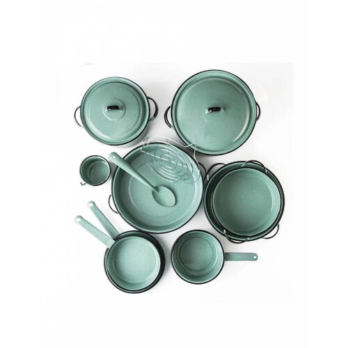 Batería de Cocina 14 Pz Yaqui Plus C Caja de Plástico Verde Cinsa