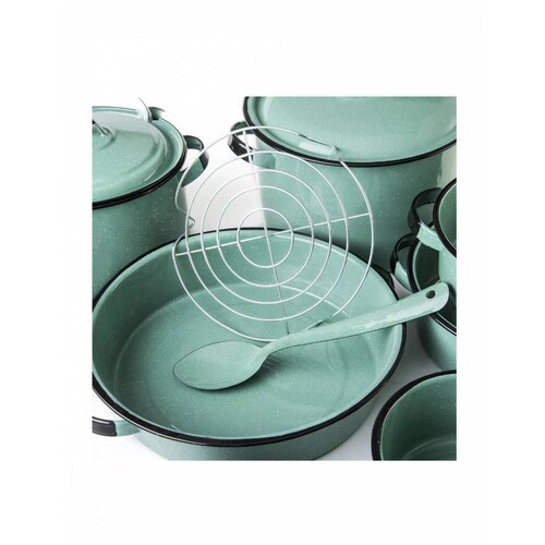 Batería de Cocina 14 Pz Yaqui Plus C Caja de Plástico Verde Cinsa