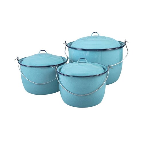 Juego Ollas 7 Pz Acero Vitrificado Peltre Cinsa Azul 317898