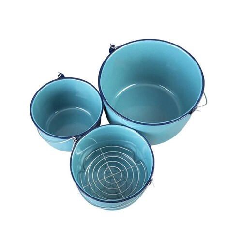 Juego Ollas 7 Pz Acero Vitrificado Peltre Cinsa Azul 317898