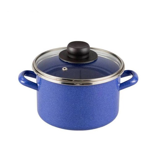 Olla Recta 16 cm Peltre Tapa Vidrio Ekco Azul 4034554