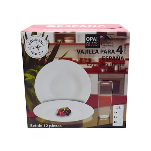 Vajilla Opal 12 Pz Blanca Bormioli Rocco Modelo España