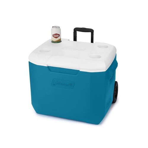 Hielera Con Ruedas 60 Qt   94 Latas Azul Océano Coleman