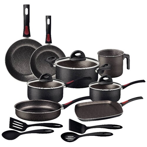 Batería de Cocina 15 Pz Aluminio Antiadherente Utensilios Tramontina 27899 440