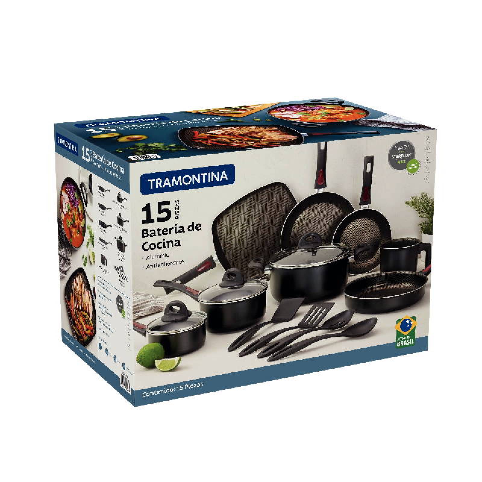 Bater a de Cocina 15 Pz Aluminio Antiadherente Utensilios Tramontina 27899 440