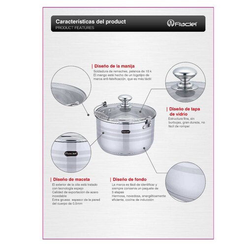 Juego Ollas 10 Pz Acero inoxidable Inducción Astoria Fraciel