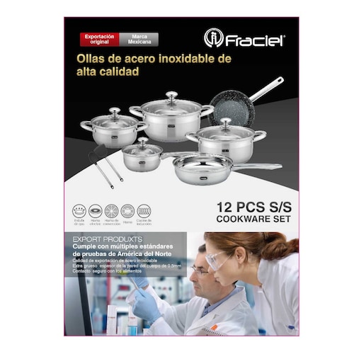 Batería Cocina 12P Acero Inoxidable Inducción Sienna Fraciel.