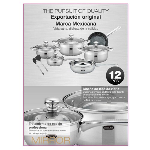 Batería Cocina 12P Acero Inoxidable Inducción Sienna Fraciel.