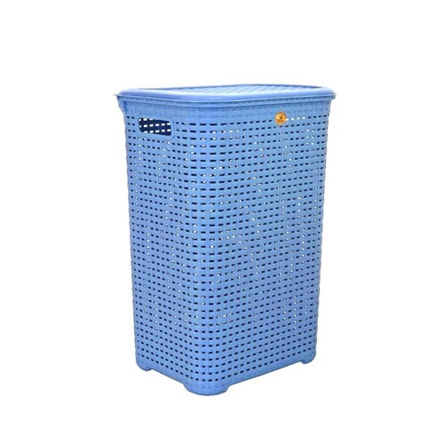 Canasto para Ropa Plástico Cesto 57 cm Ratán Azul La Ardilla