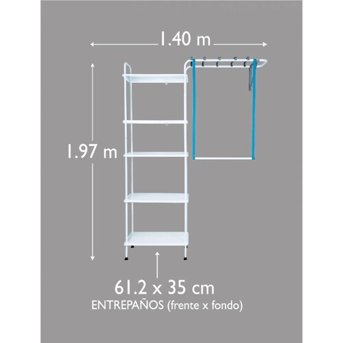 Closet Armable Konekte 5 Repisas Metal Sólido Resistente color Blanco