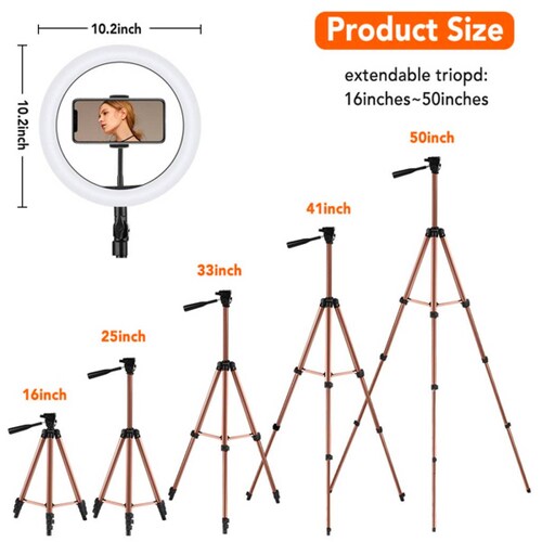 Aro Luz Led Elegate De 10 Pulgadas con Soporte Para Mesa
