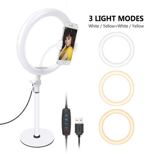 Aro Luz Led Elegate De 10 Pulgadas con Soporte Para Mesa