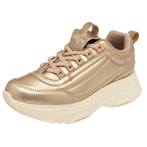 Miss Pink Tenis urbano para mujer dorado, codigo 104707-1
