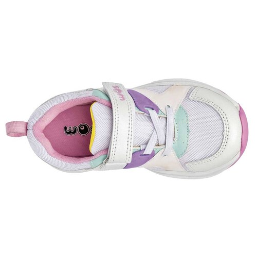 Wos Tenis urbano para niña blanco multicolor agujeta elastica, Cod. 109475-1