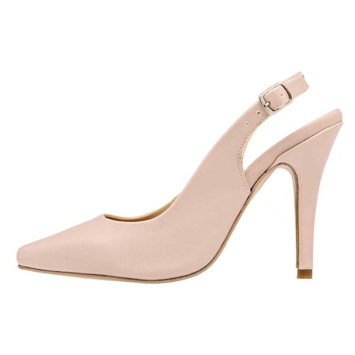 Moramora zapatilla color beige con pulsera ajustable y tacón de