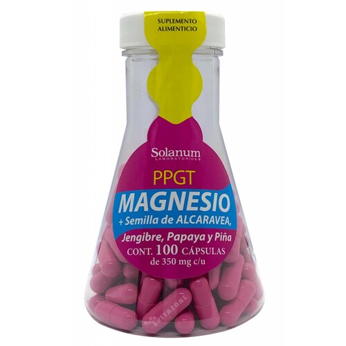 Magnesio Solanum 100 cápsulas Alcaravea, jengibre 