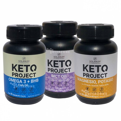 Kit KETO Mct Oil, BHB, Omega 3, Magnesio, Potasio 3 pzs 