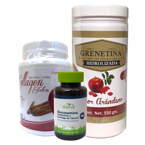 Glucosamina, Colágeno y Grenetina Kit Articulaciones Multicolor Grenetina Arándano - Colágeno Manzana