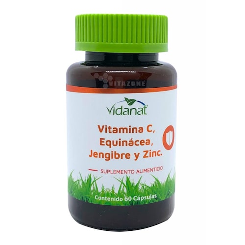 Vitamina C Equinácea Jengibre y Zinc 60 cápsulas Vidanat 