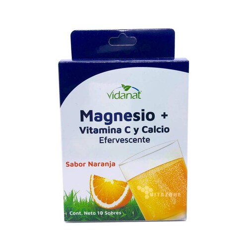 Magnesio Vitamina C Calcio Efervescente Naranja 10 sobres 