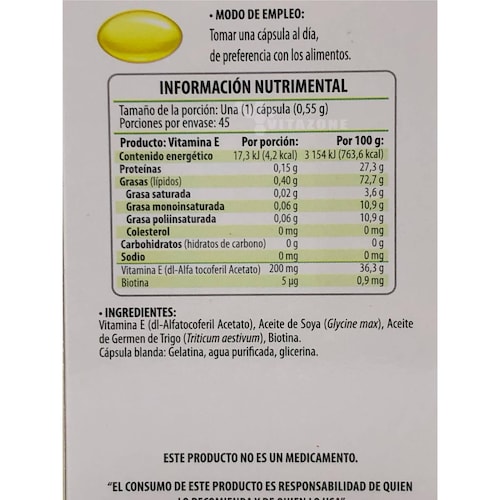 Vitamina E y Biotina 45 cápsulas Solanum 
