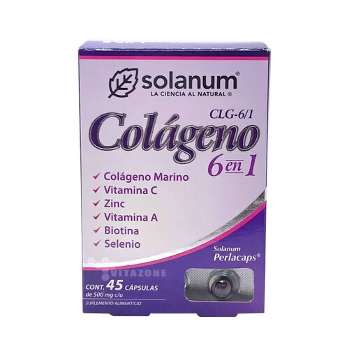 Colágeno Marino Vitamina C Zinc Biotina Selenio 45 caps Solanum 