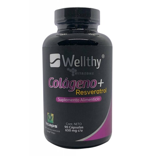 Colágeno Hidrolizado Resveratrol 90 cápsulas Wellthy 