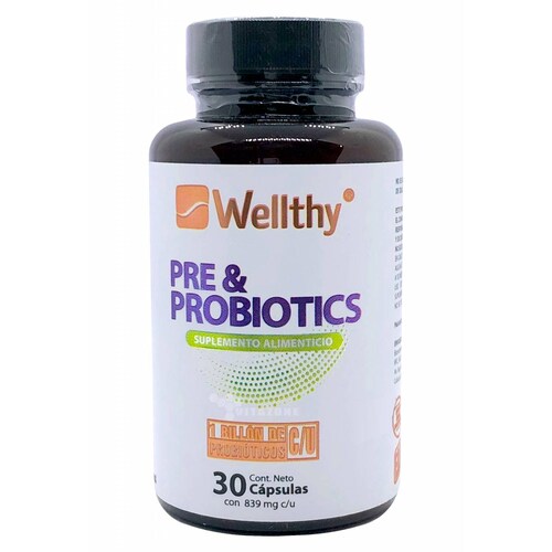 Prebióticos Probióticos 30 cáps 1 billon c/u Wellthy 