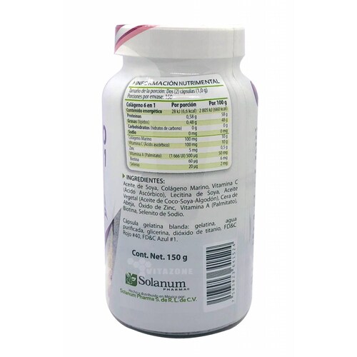 Colágeno Marino Vitamina C Zinc Biotina Selenio 300 Caps 6-1 