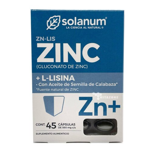 Gluconato de Zinc y Lisina 45 cápsulas Solanum 