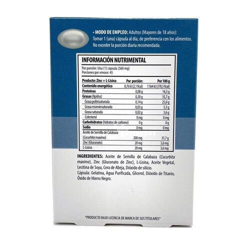 Gluconato de Zinc y Lisina 45 cápsulas Solanum 