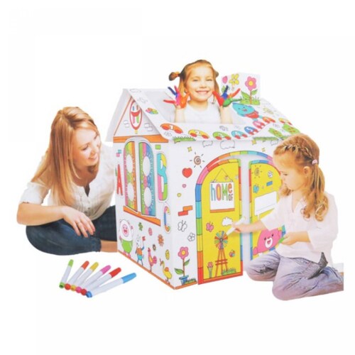Juguete Didáctico Casita de Cartón para Colorear