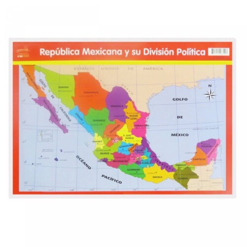 Póster didáctico Grande: República Mexicana y su División Polí­tica (50 x 70 cm)