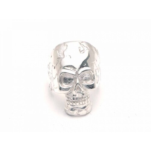 ANILLO CALAVERA CRAQUELADO PLATEADO