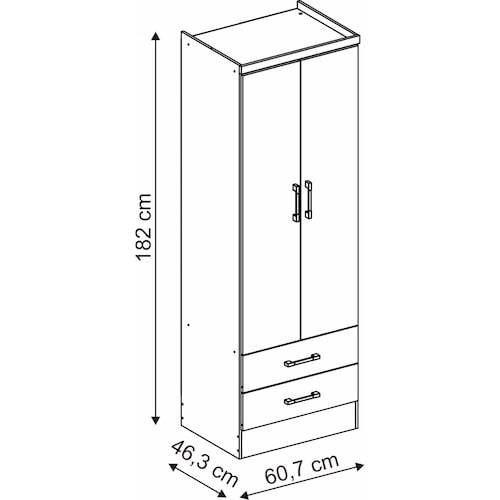 Ropero Closet Bertolini 599 2 Puertas 2 Cajones   Caoba