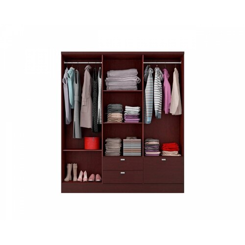 Ropero Closet Bertolini 598 6 Puertas 3 Cajones   Caoba