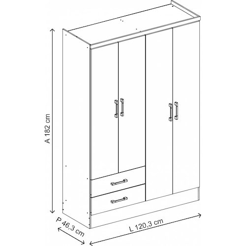 Ropero Closet Bertolini 584 4 Puertas 2 Cajones Caoba